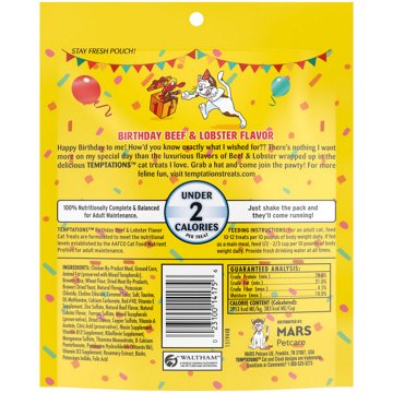 Temptations Birthday Crunchy and Soft Cat Treats - Lobster and Beef Flavor