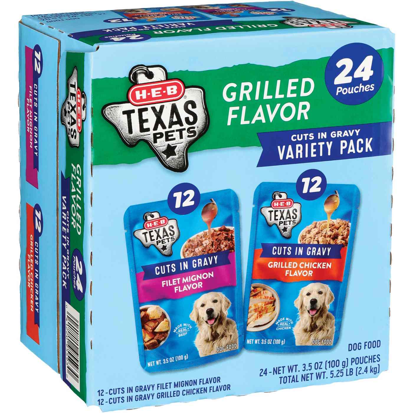 H-E-B Texas Pets Cuts in Gravy Wet Dog Food Pouches Grilled Flavor Variety Pack – Chicken & Filet Mignon; image 2 of 2