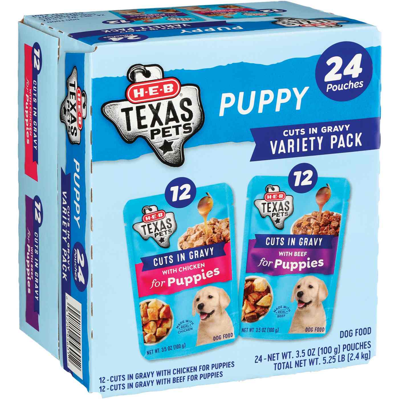 H-E-B Texas Pets Cuts in Gravy Wet Puppy Dog Food Pouches Variety Pack - Chicken & Beef; image 2 of 2