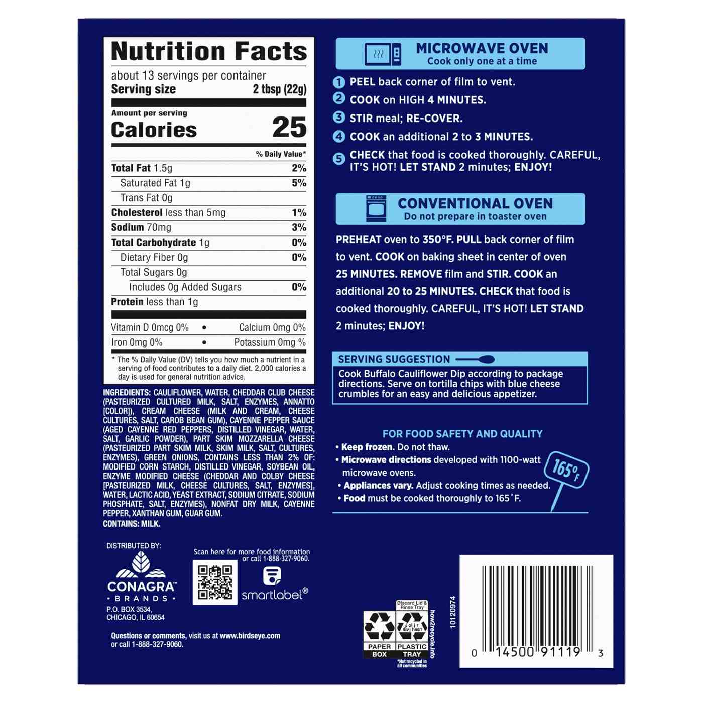 Birds Eye Frozen Buffalo Cauliflower Dip Shop Entrees & Sides at HEB