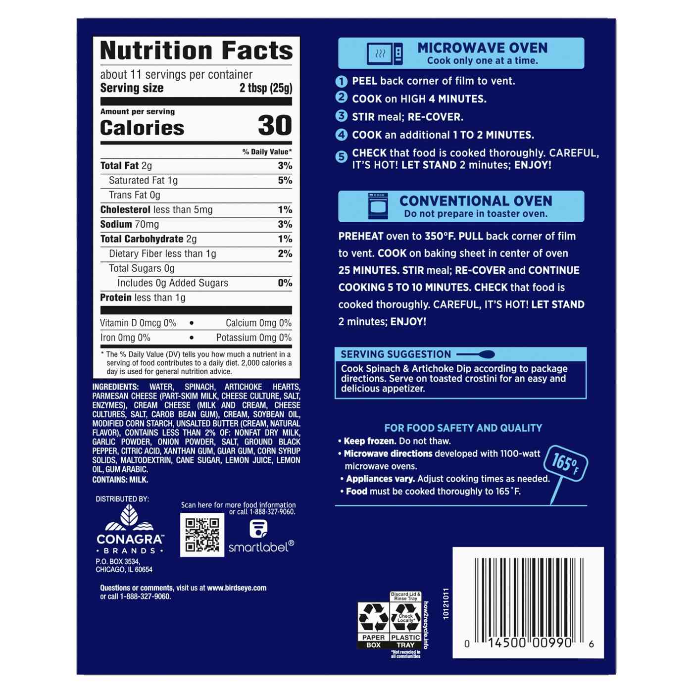 Birds Eye Frozen Spinach & Artichoke Dip - Shop Entrees & Sides at H-E-B