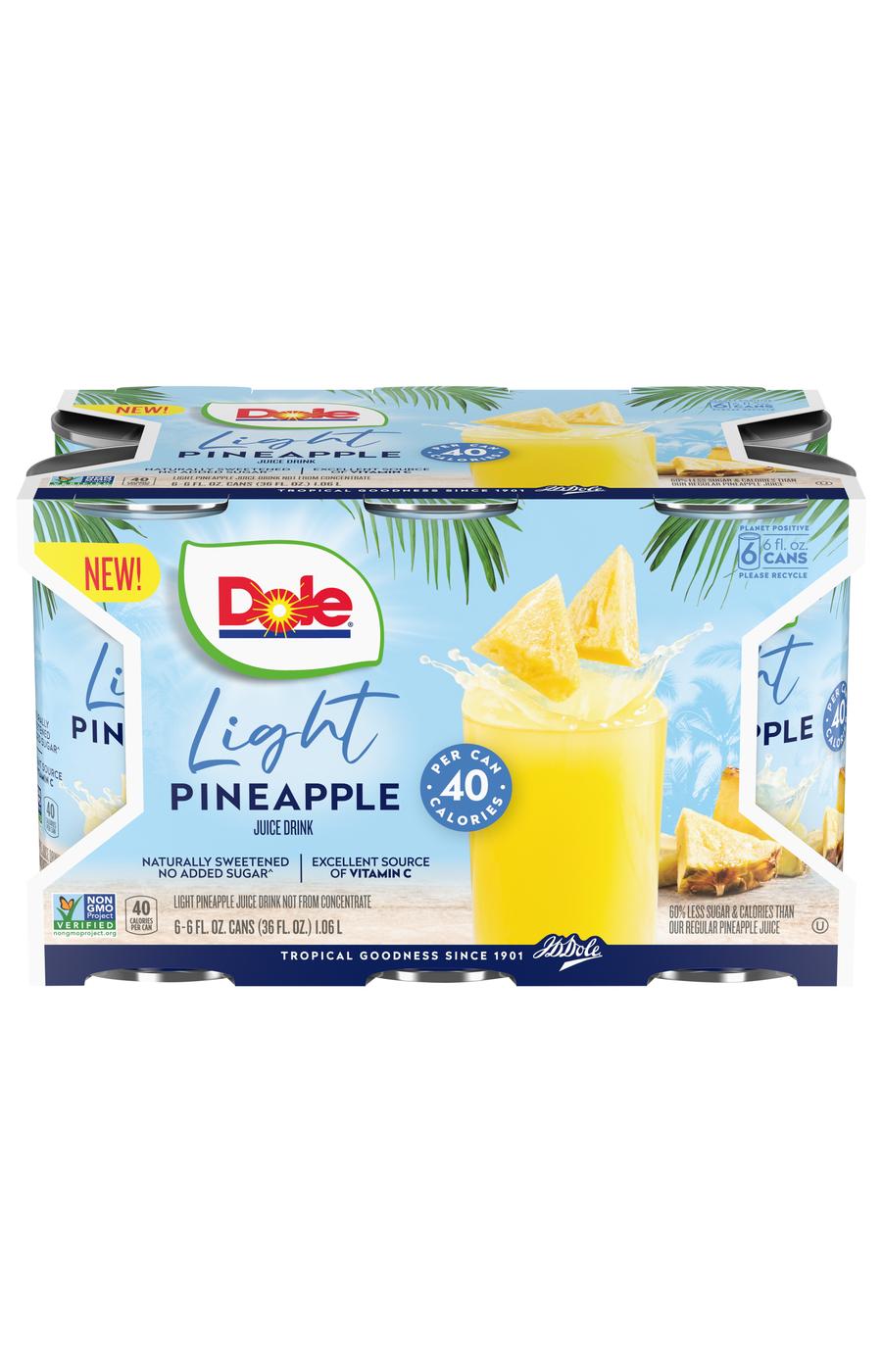 Dole Light Pineapple Juice 6 oz Cans; image 1 of 2