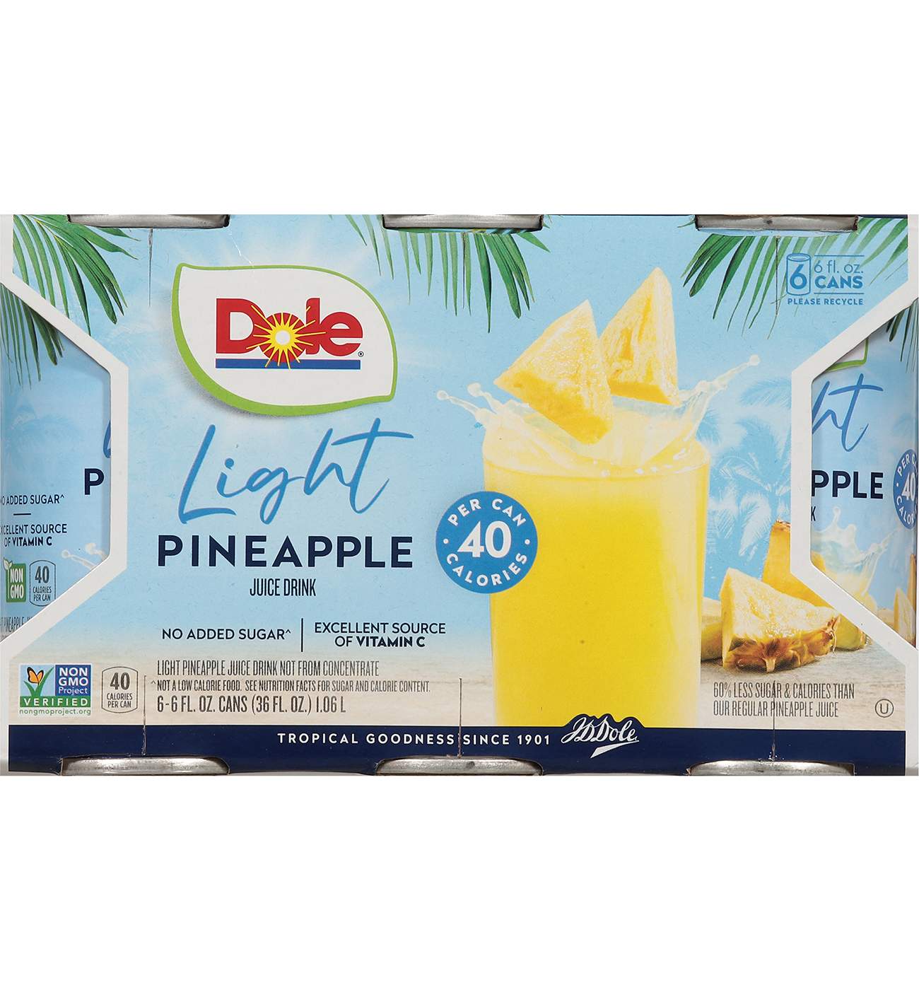 Dole Light Pineapple Juice 6 pk Cans; image 1 of 2