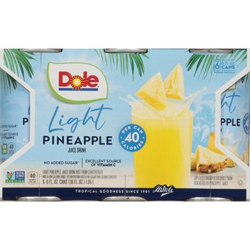 Dole Light Pineapple Juice 6 pk Cans