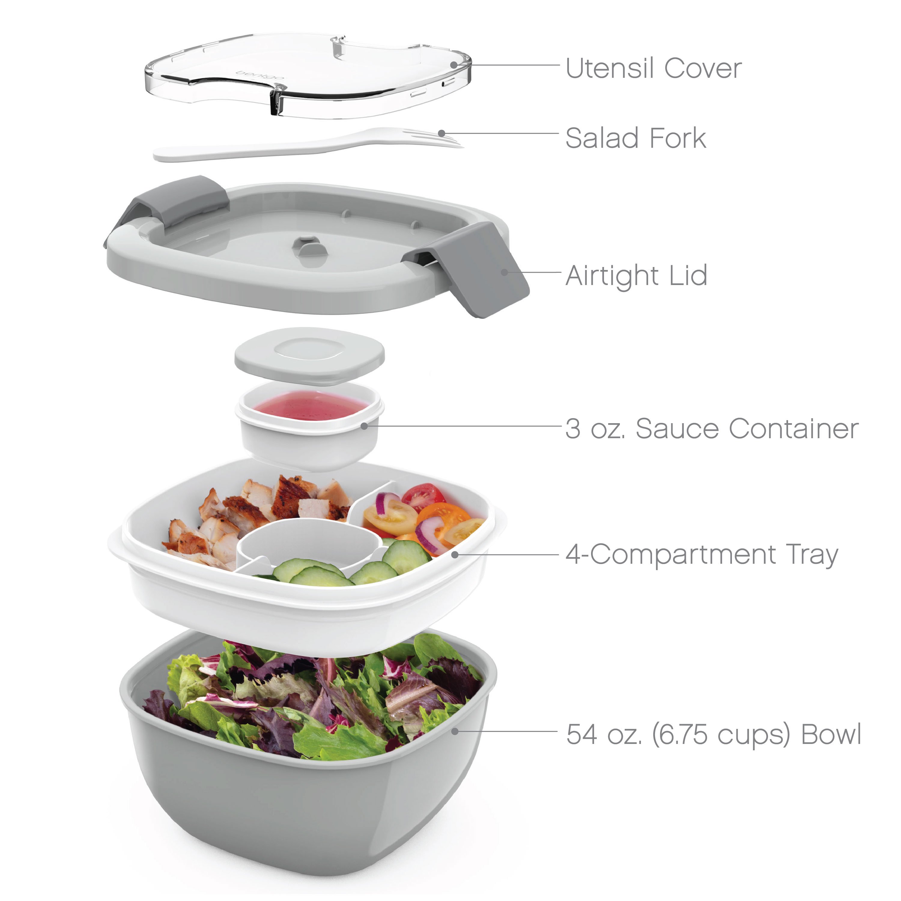 Bentgo Salad - Stackable Lunch Container with Large Bento Box 54-oz Salad  Bowl