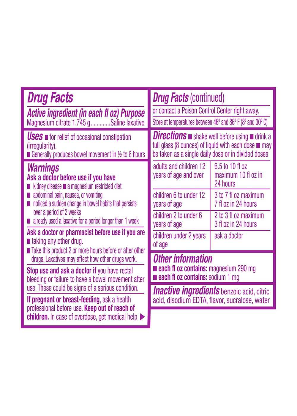 Swan Magnesium Citrate Oral Solution - Grape; image 2 of 3