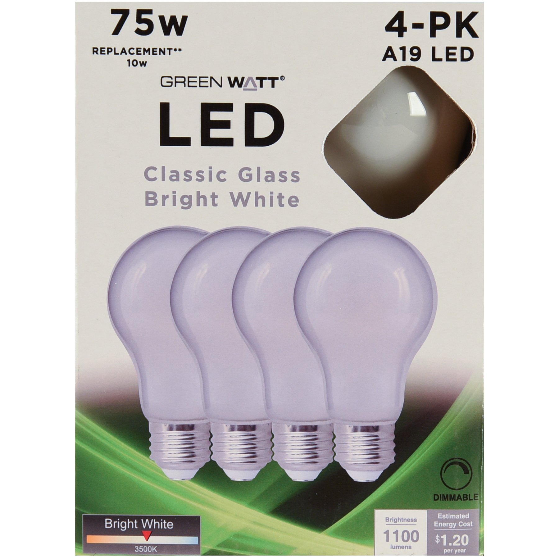 Green Watt A19 75Watt Frosted LED Light Bulbs Bright White Shop