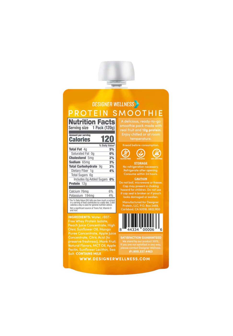 Designer Wellness 12g Protein Smoothie - Peach Mango; image 2 of 2