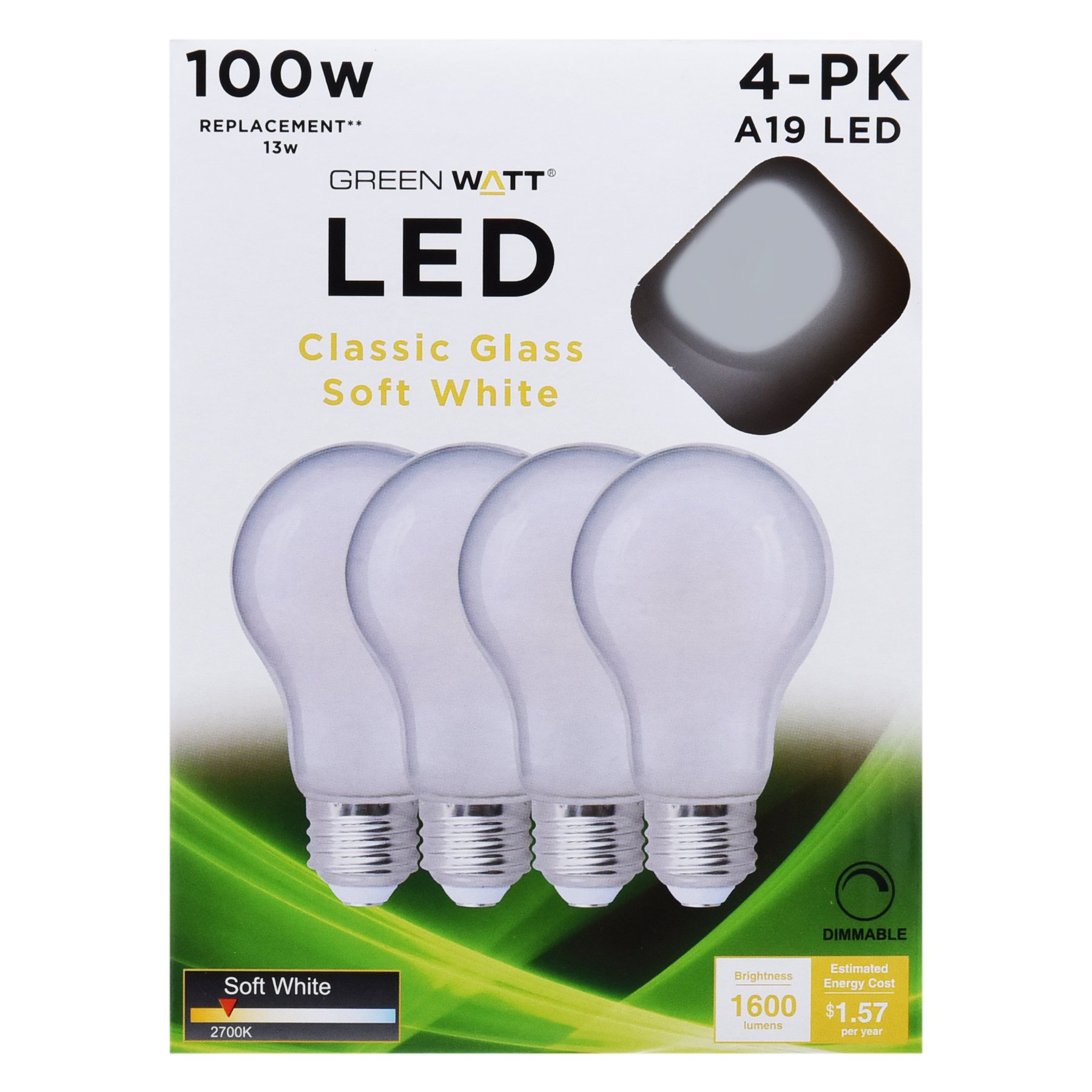 Green Watt A19 100 Watt Frosted LED Light Bulbs Soft White Shop Light bulbs at H E B