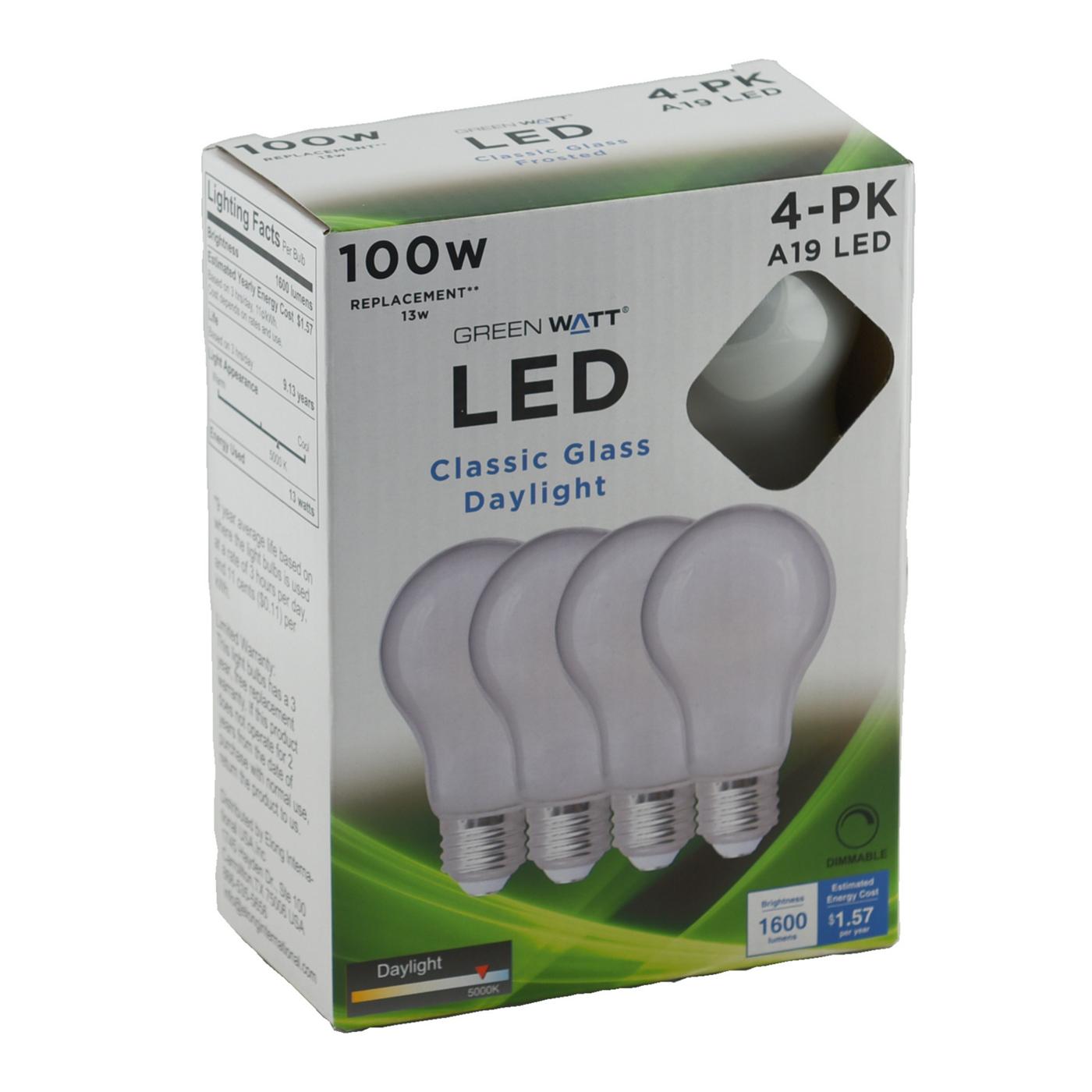 Green Watt A19 100-Watt Frosted LED Light Bulbs - Daylight; image 2 of 3