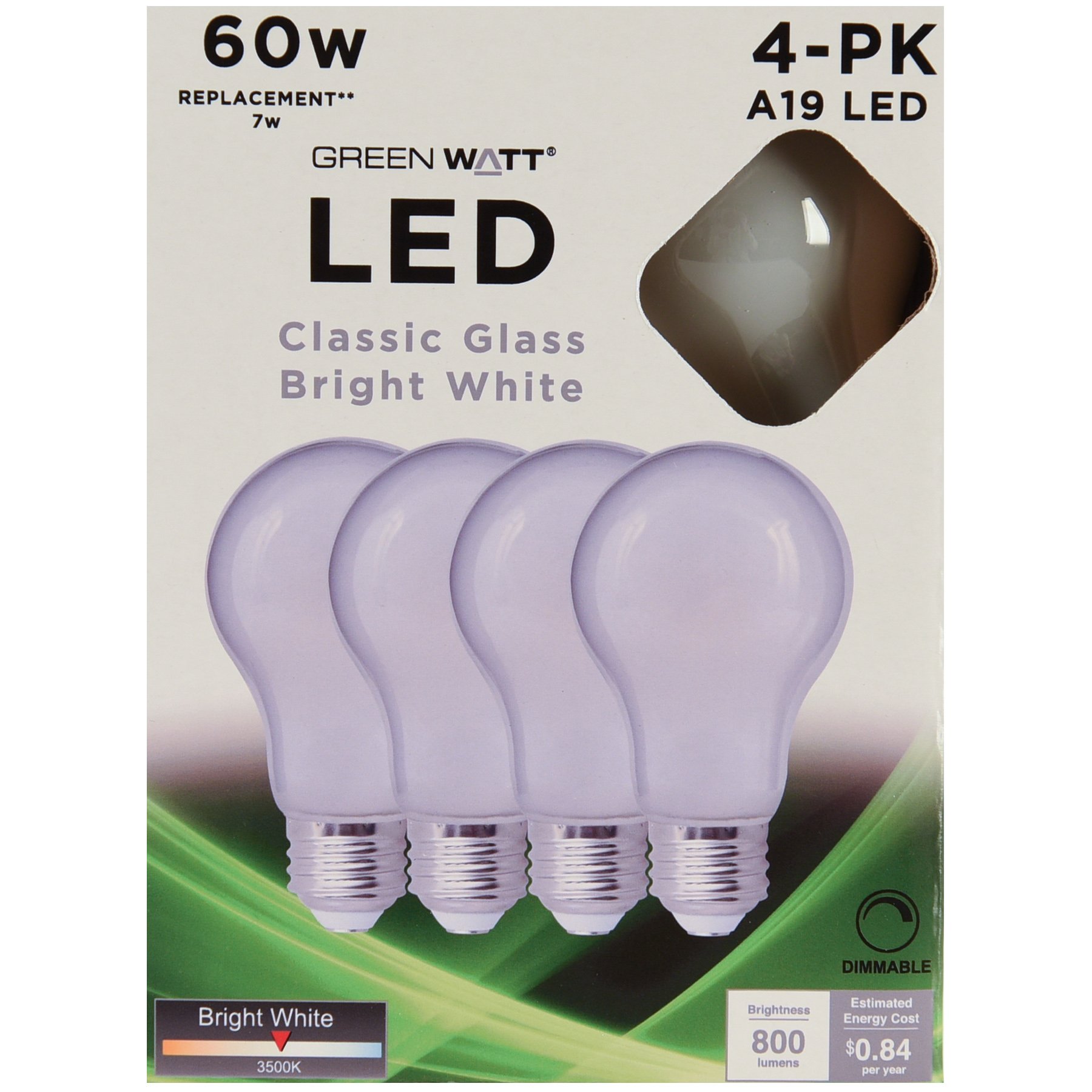 Green Watt A19 60Watt Frosted LED Light Bulbs Bright White Shop