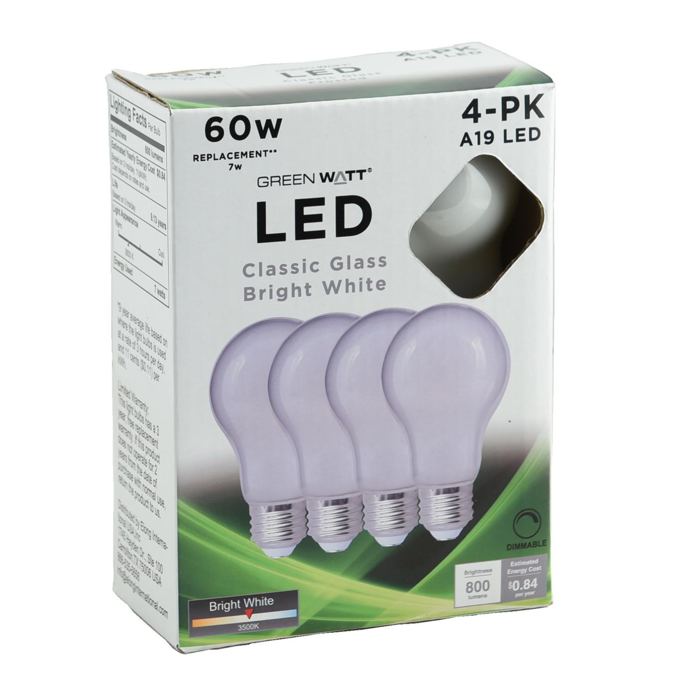 Green Watt A19 60-Watt Frosted LED Light Bulbs - Bright White; image 2 of 3