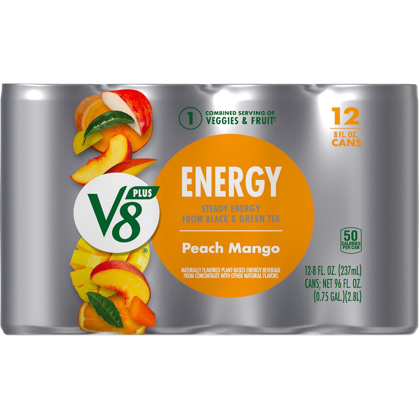 V8 +Energy Peach Mango Juice Energy Drink; image 1 of 3