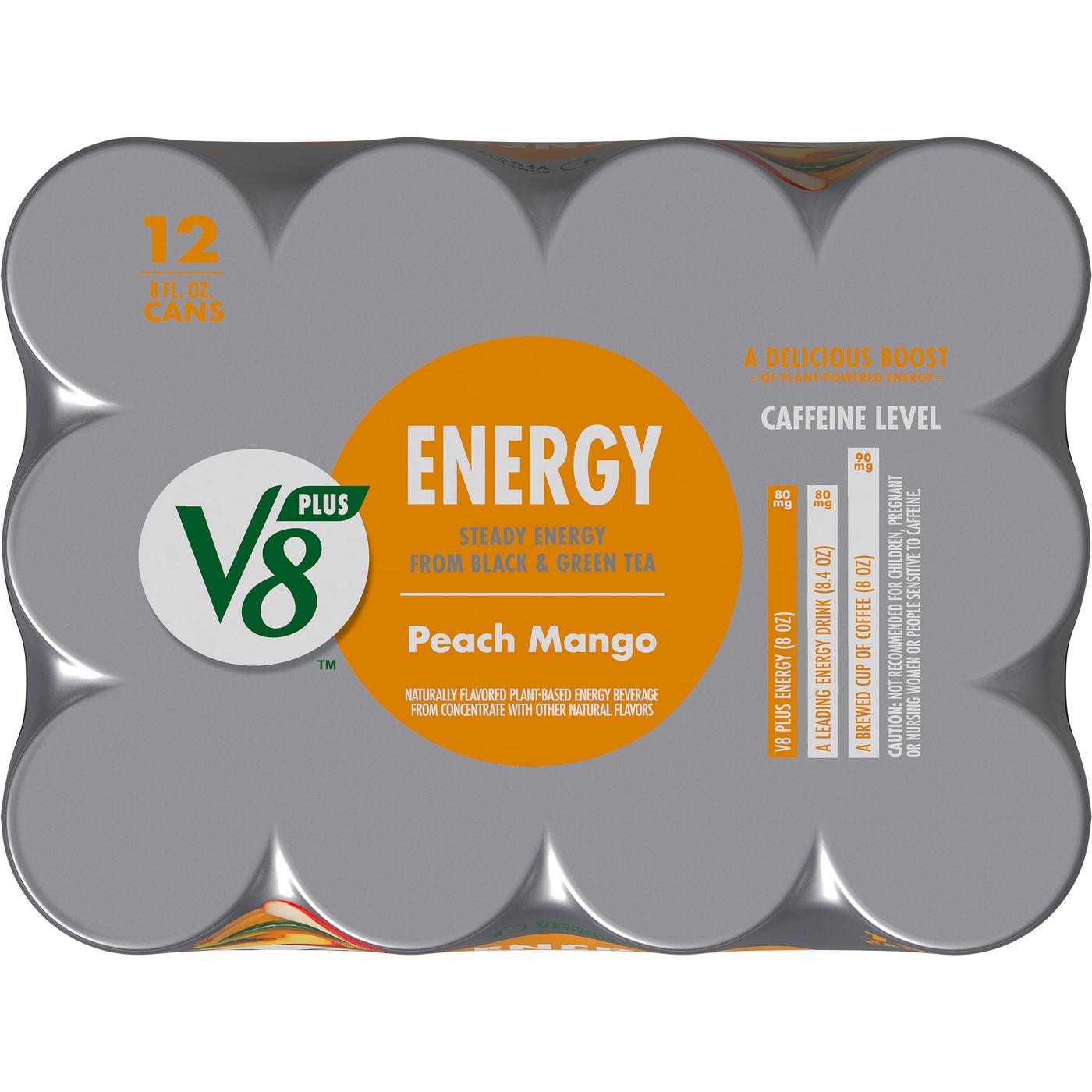 V8 +Energy Peach Mango Juice Energy Drink; image 2 of 3