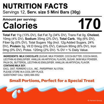 Kinder Chocolate Mini Candy Bars - Family Pack