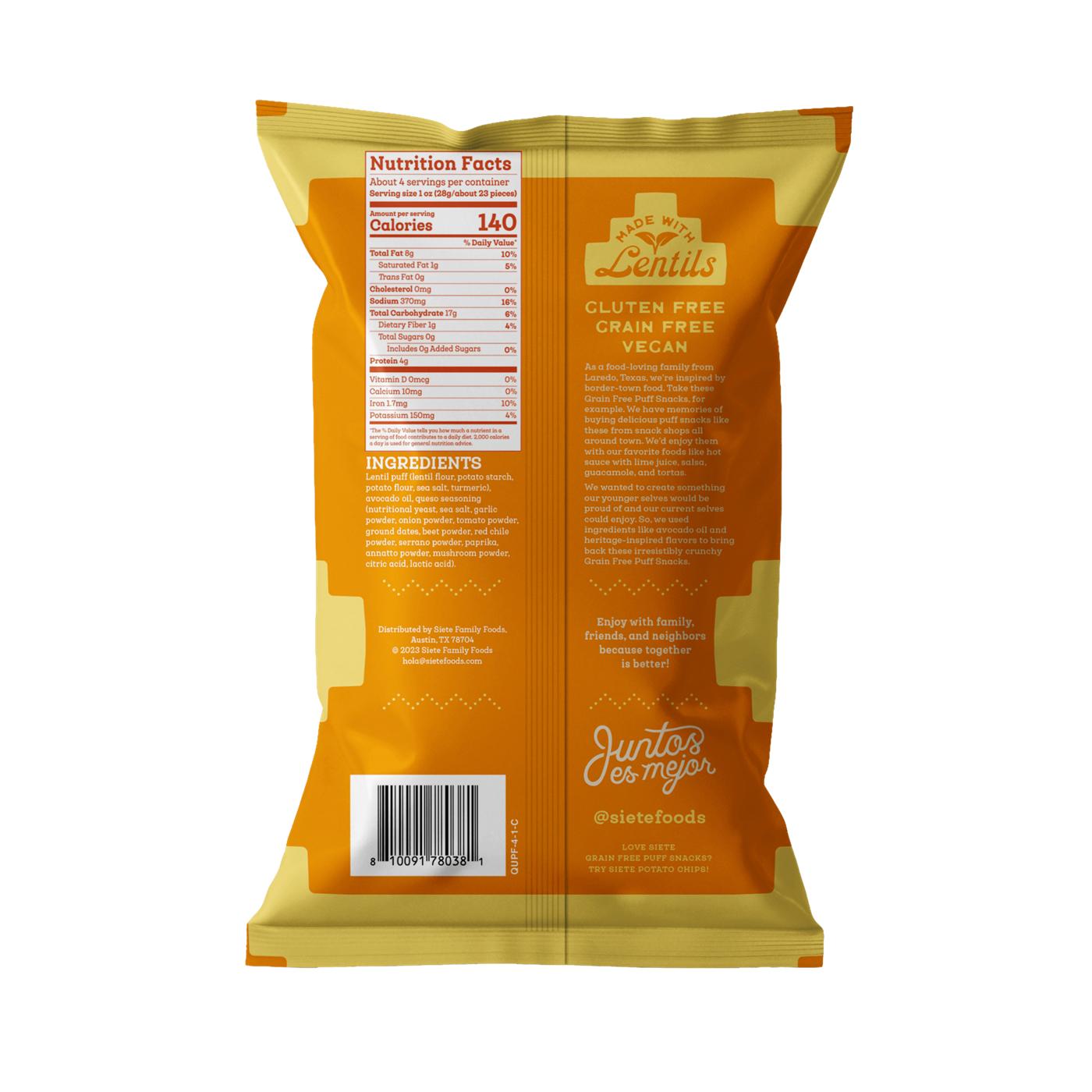 Siete Dairy Free Queso Grain-Free Puffs; image 2 of 2