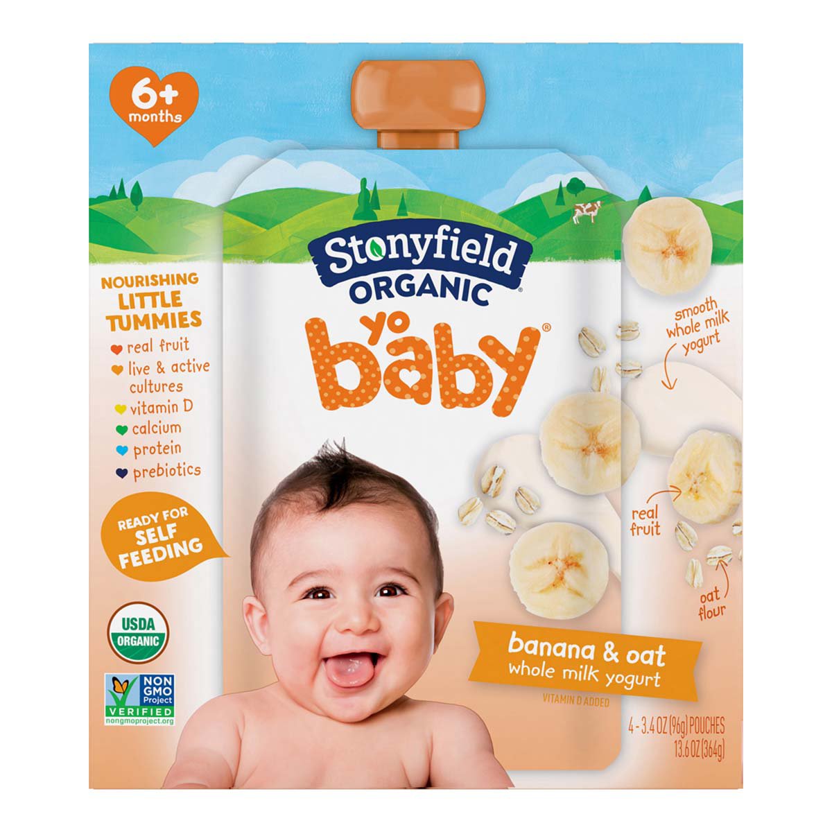 Stonyfield Organic YoBaby Banana & Oat Whole Milk Yogurt 4 pk Pouches ...