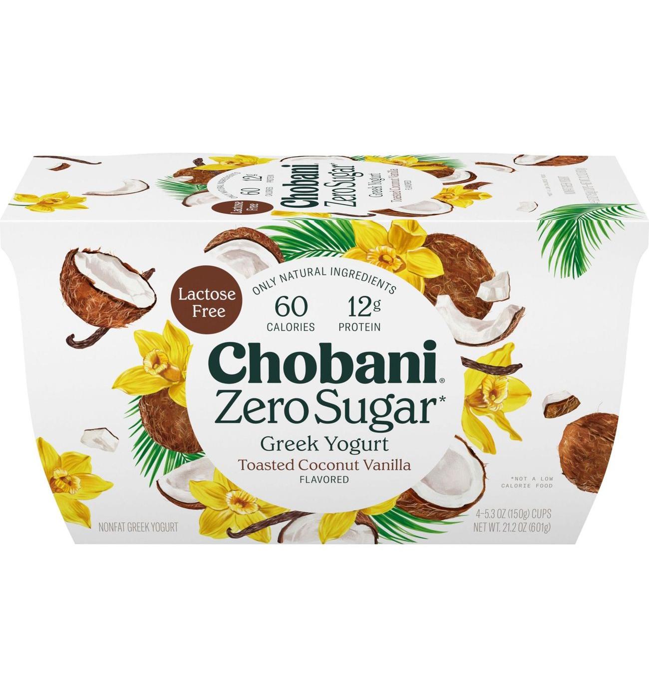 Chobani Zero Sugar Non-Fat Toasted Coconut Vanilla Greek Yogurt; image 1 of 5