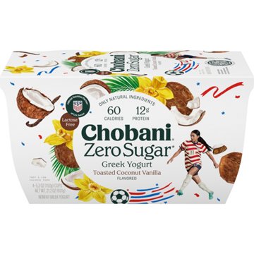 Chobani Zero Sugar Non-Fat Toasted Coconut Vanilla Greek Yogurt