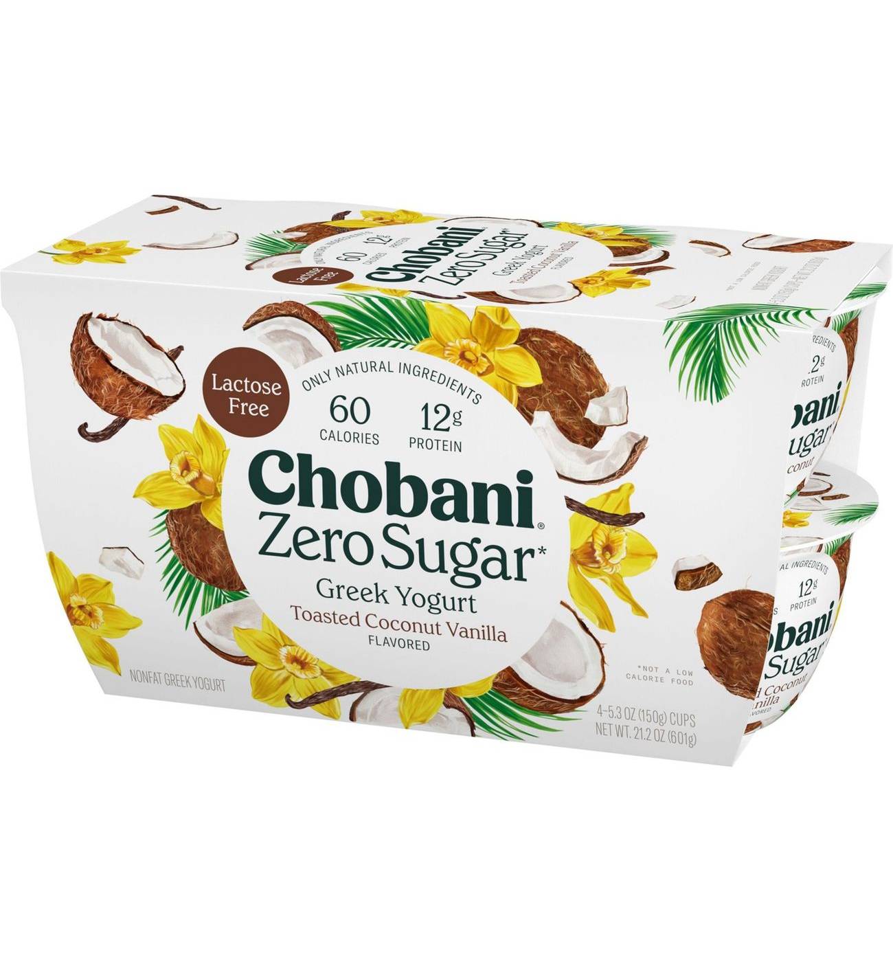 Chobani Zero Sugar Non-Fat Toasted Coconut Vanilla Greek Yogurt; image 3 of 5