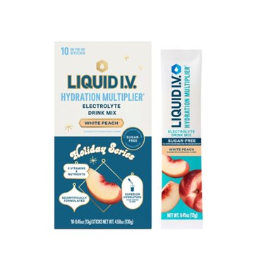 Liquid I.V. Hydration Multiplier Sugar Free Electrolyte Drink Mix Stick Packs - White Peach, 10 ct
