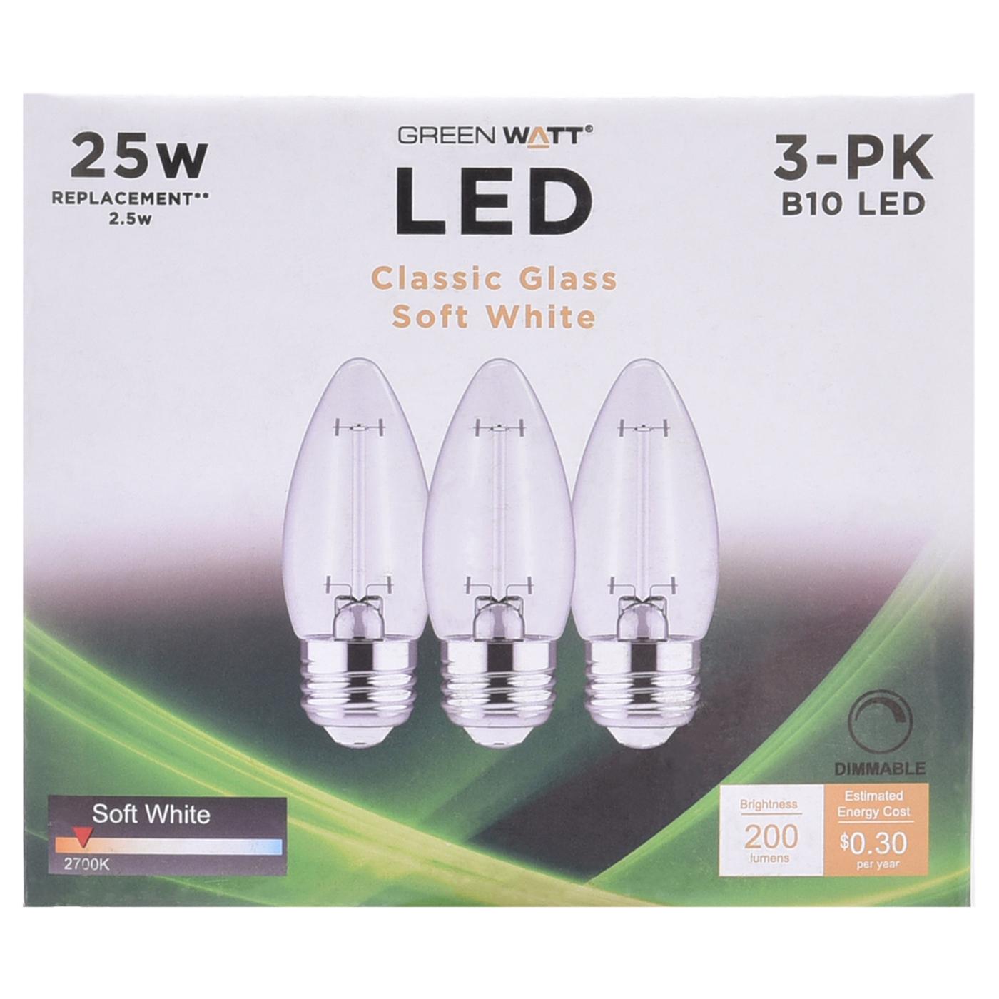 Green Watt B10 25-Watt Clear E26 LED Light Bulbs - Soft White; image 1 of 4