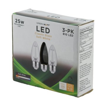 Green Watt B10 25-Watt Clear E26 LED Light Bulbs - Soft White, 3 pk