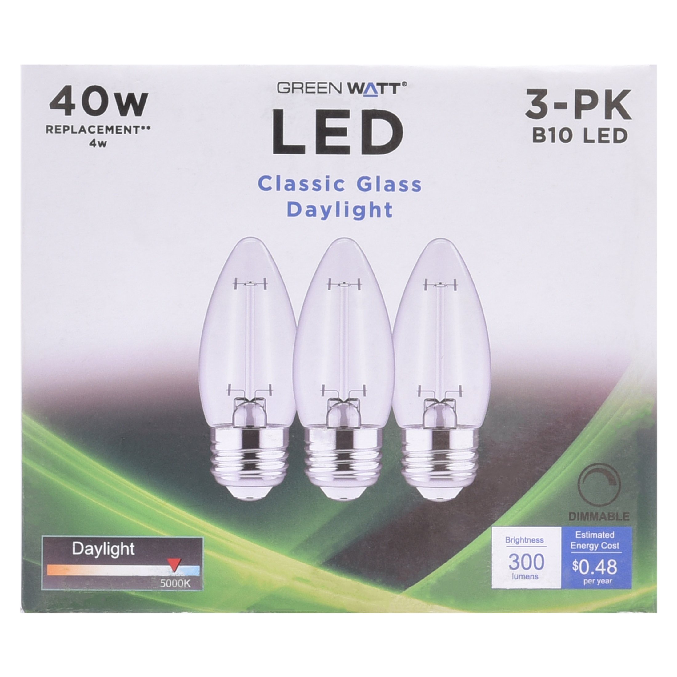 Green Watt B10 40-Watt Clear E26 LED Light Bulbs - Daylight - Shop ...