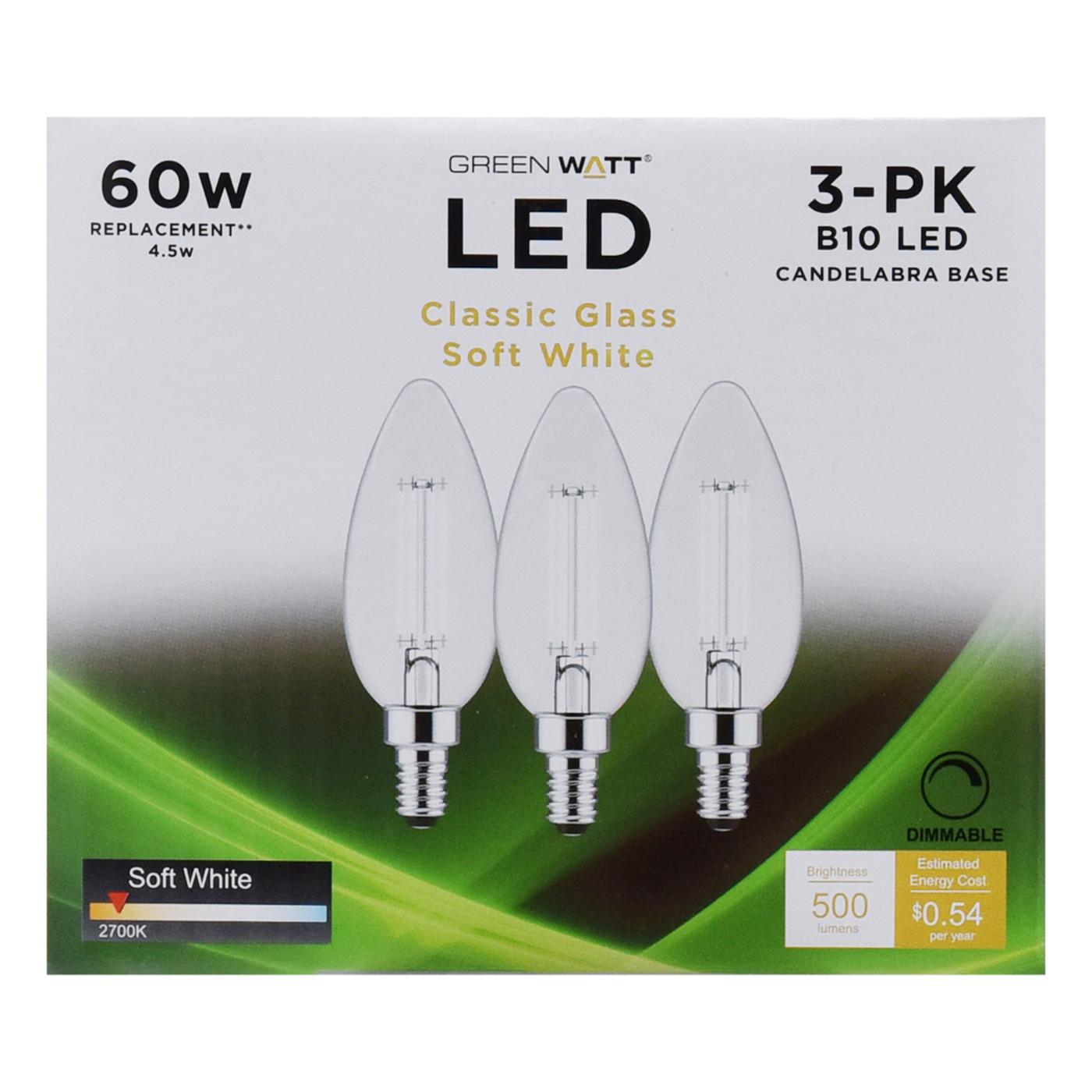 Green Watt B10 60-Watt Clear E12 LED Light Bulbs - Soft White; image 1 of 5