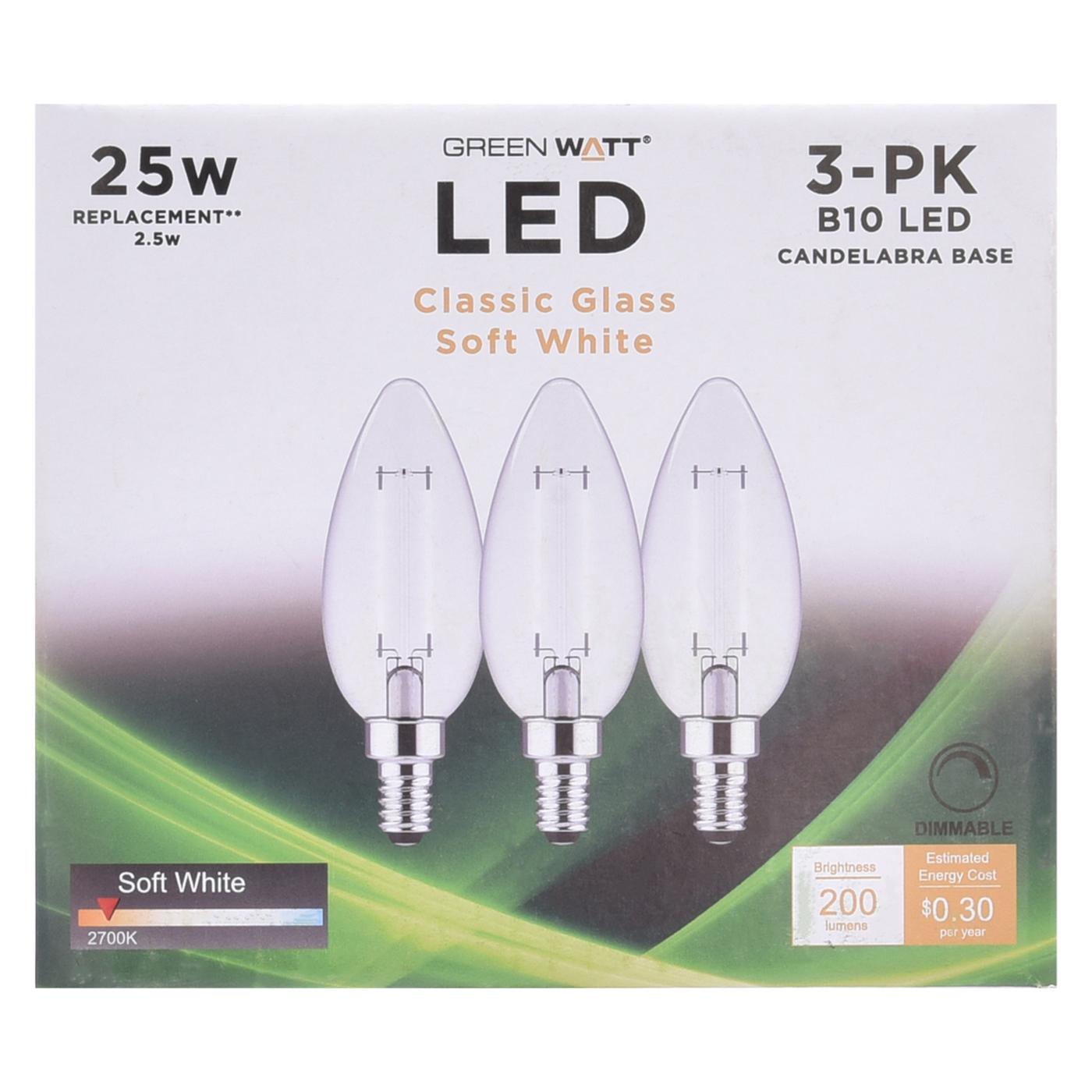 Green Watt B10 25 Watt Clear E12 LED Light Bulbs Soft White