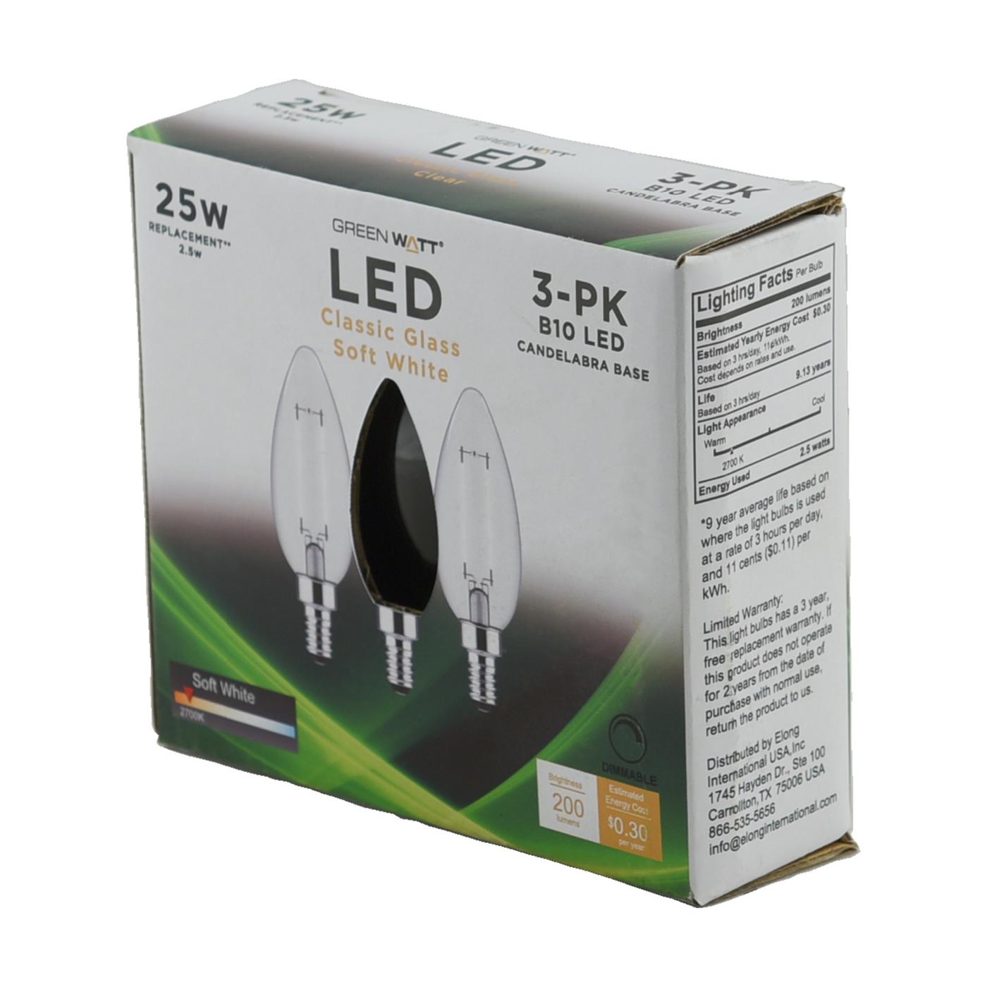 Green Watt B10 25-Watt Clear E12 LED Light Bulbs - Soft White; image 3 of 4