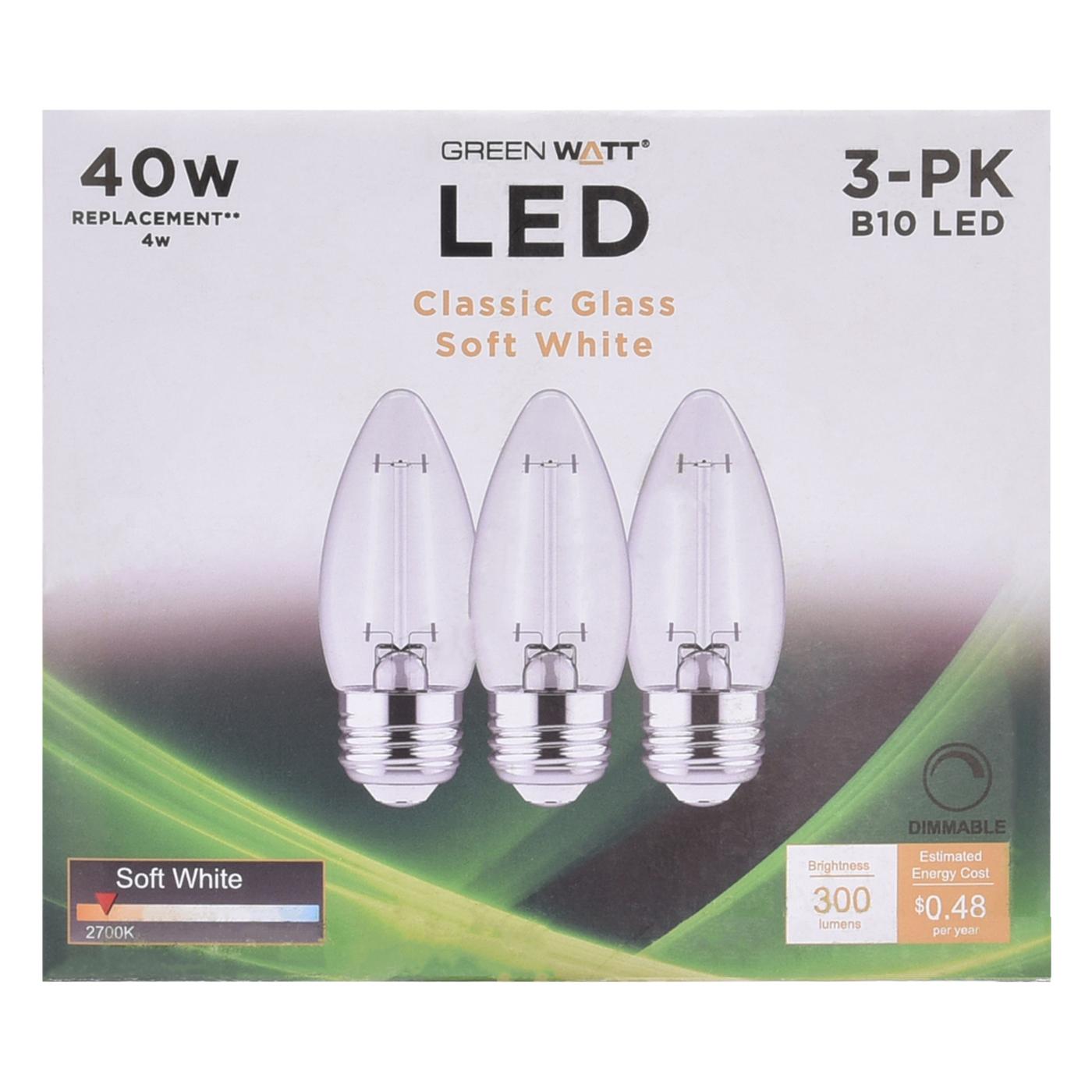 Green Watt B10 40-Watt Clear E26 LED Light Bulbs - Soft White; image 1 of 4