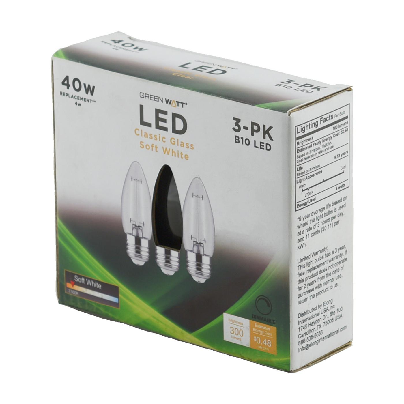 Green Watt B10 40-Watt Clear E26 LED Light Bulbs - Soft White; image 3 of 4