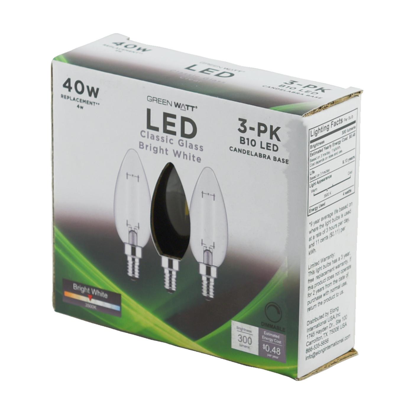 Green Watt B10 40-Watt Clear E12 LED Light Bulbs - Bright White; image 2 of 3