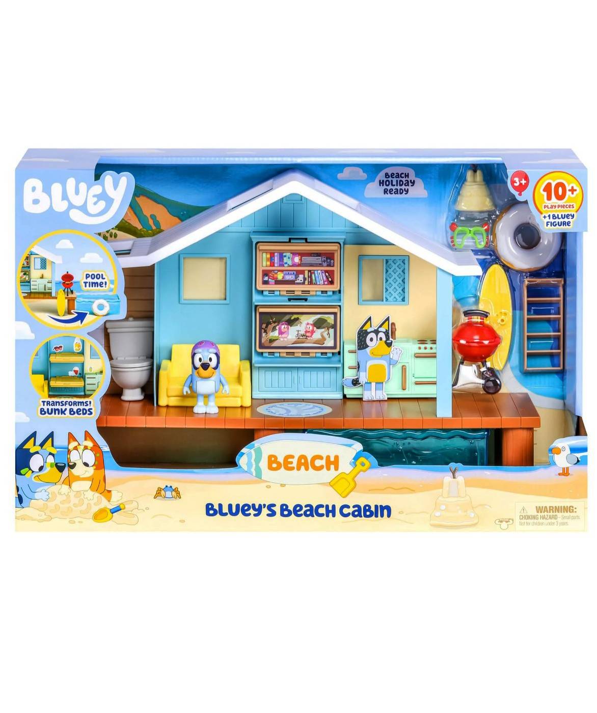 Moose Toys Bluey's Beach Cabin Playset; image 1 of 2