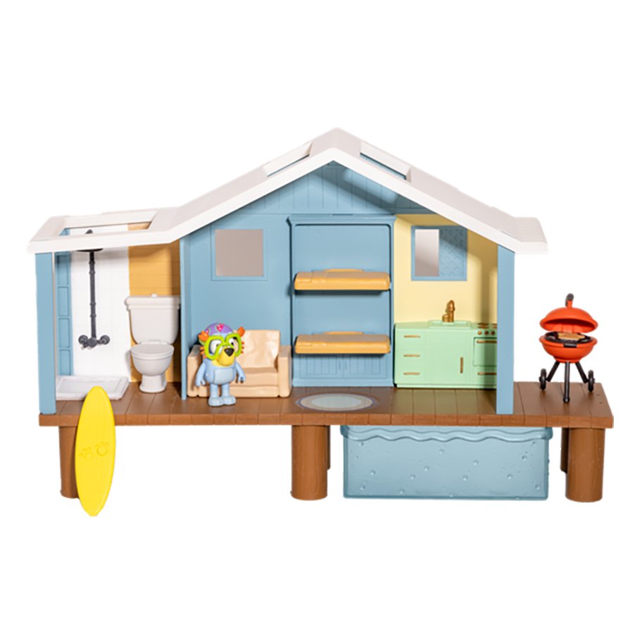 Bluey - Playset Casa Sulla Spiaggia Con Figura E Accessori, Piscina E BBQ, Giocattolo Per Bambini