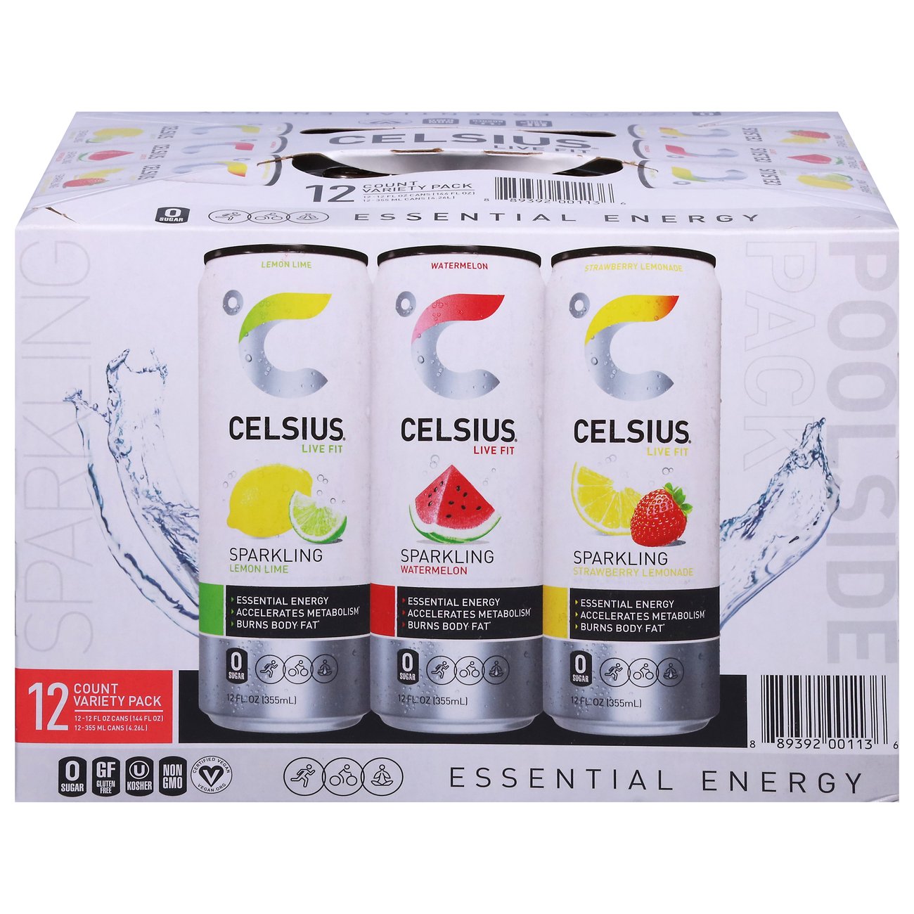 Celsius Sparkling Energy Drink Variety Pack Poolside, 12 Pk Shop