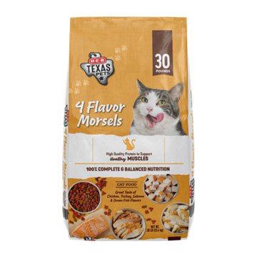 H-E-B Texas Pets Dry Cat Food - 4 Flavor Morsels, 30 lbs