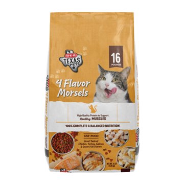 H-E-B Texas Pets Dry Cat Food - 4 Flavor Morsels, 16 lbs