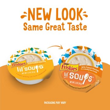 Friskies Purina Natural Grain Free Wet Cat Food Lickable Cat Treats - Lil' Soups Flaked Chicken