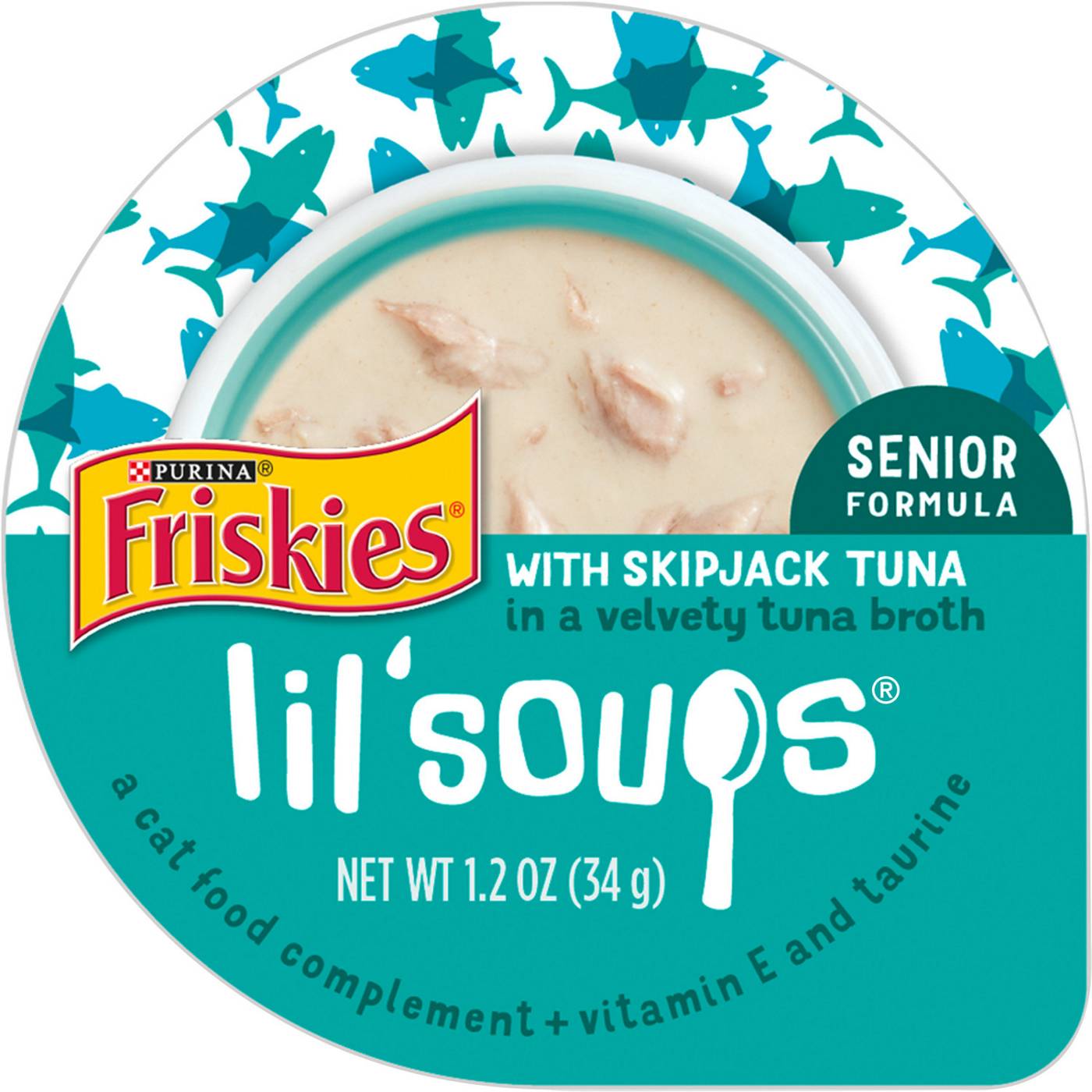 Friskies Purina Friskies Natural, Grain Free Senior Broth Wet Cat Food Lickable Cat Treats, Lil' Soups Skipjack Tuna; image 1 of 6