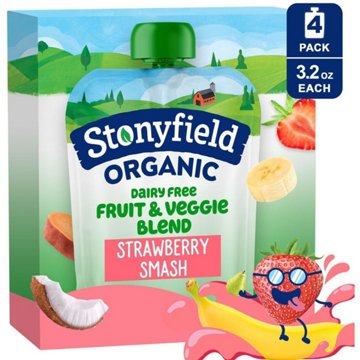 Stonyfield Organic Dairy Free Smoothie Pouches - Strawbana Smash
