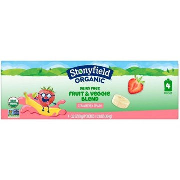 Stonyfield Organic Dairy Free Smoothie Pouches - Strawbana Smash