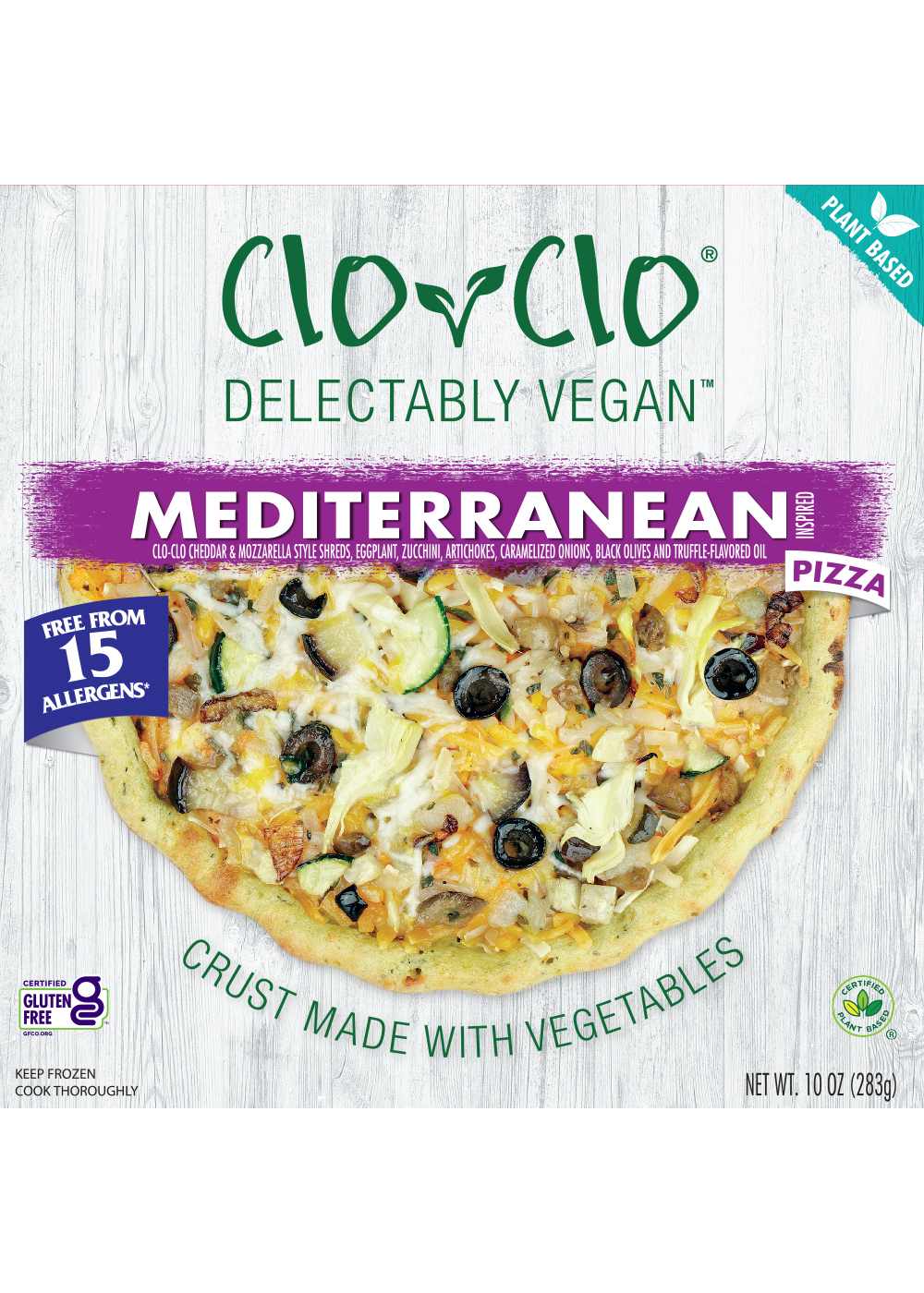 Clo-Clo Vegan Frozen Pizza - Mediterranean; image 1 of 2
