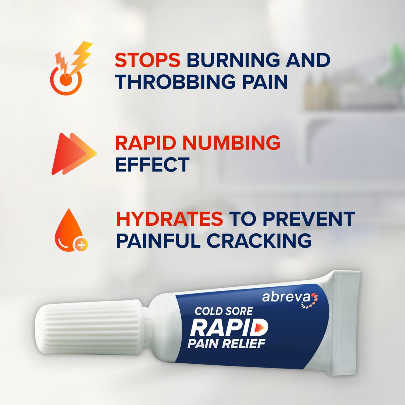 Abreva Cold Sore Rapid Pain Relief Lip Protectant; image 2 of 7