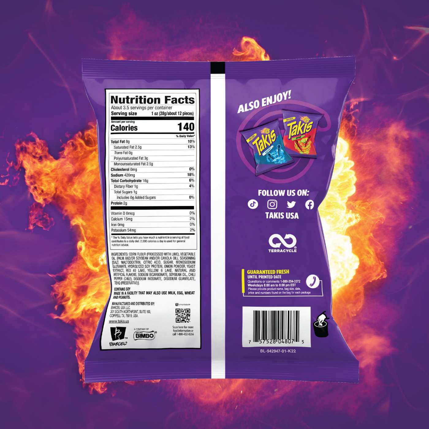 Takis Fuego Snack Size Bag - Hot Chili Pepper & Lime Rolled Tortilla Chips; image 7 of 7