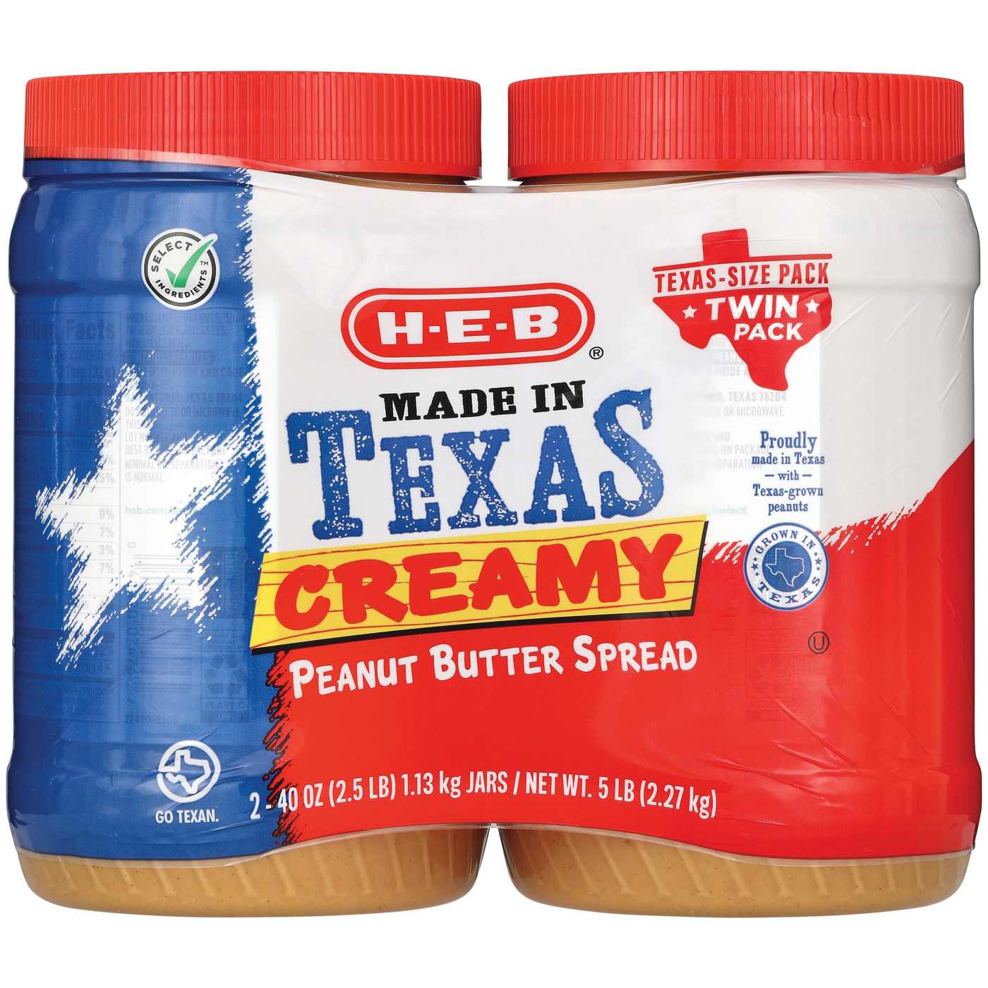 H-E-B Made in Texas Creamy Peanut Butter – Texas-Size Pack Twin Pack; image 1 of 2