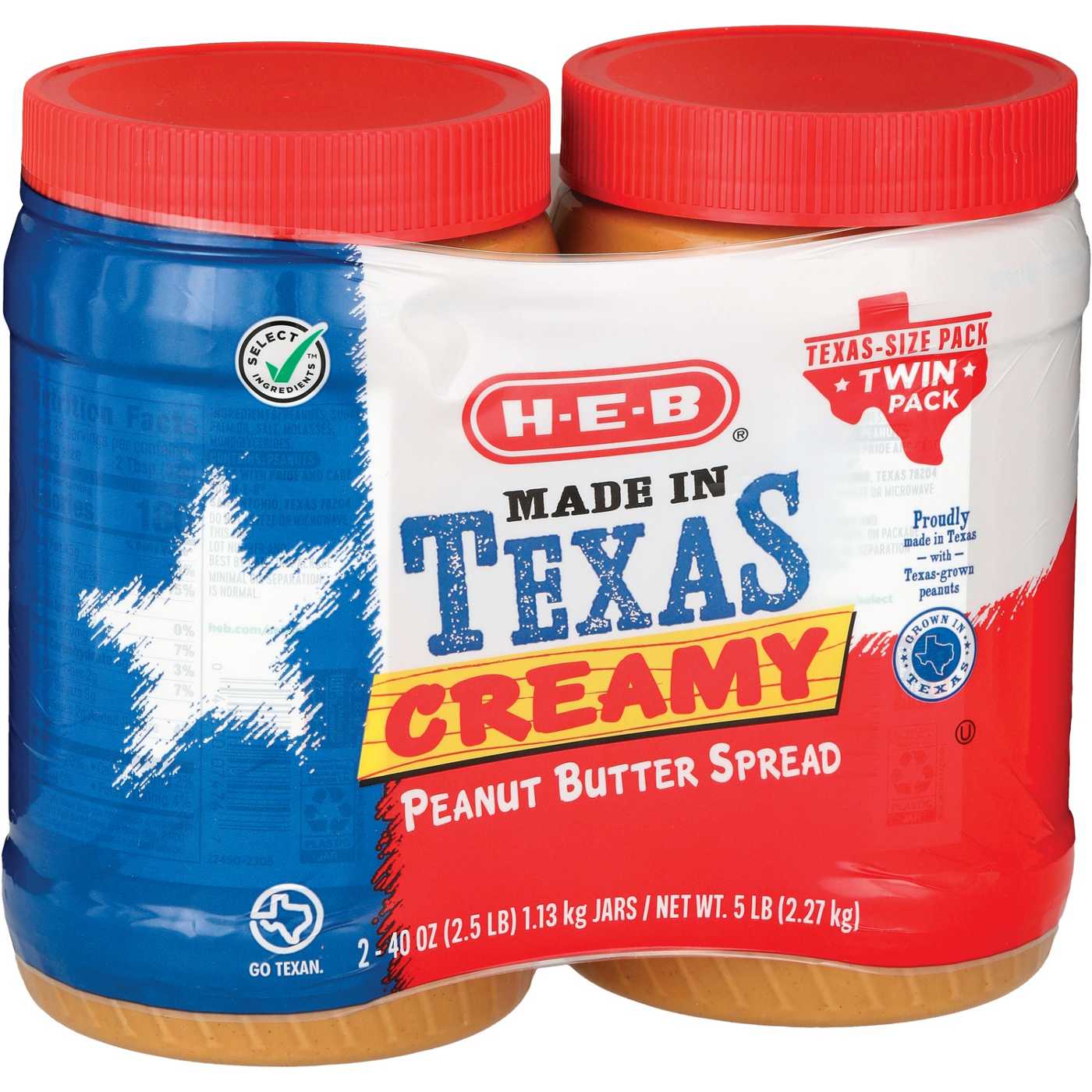 H-E-B Made in Texas Creamy Peanut Butter – Texas-Size Pack Twin Pack; image 2 of 2