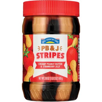 Hill Country Fare PB&J Stripes - Creamy Peanut Butter & Strawberry Jelly, 18 oz