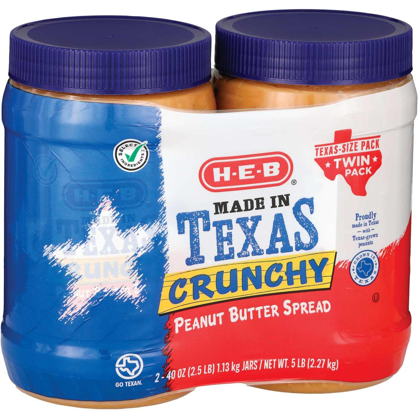 H-E-B Made in Texas Crunchy Peanut Butter – Texas-Size Pack Twin Pack; image 2 of 2